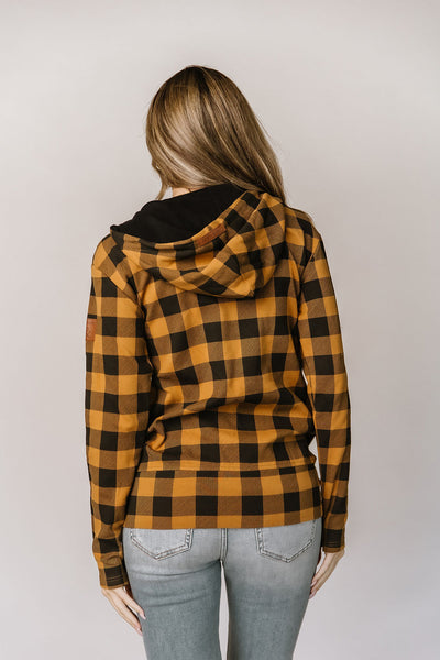 Ampersand Ave Mustard/Black Check Full Zip Hoodie
