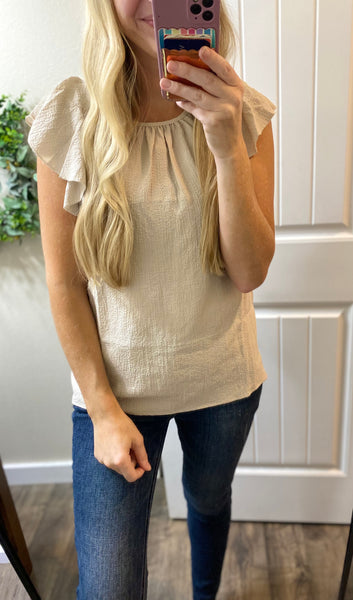 Woven Flutter Cap Sleeve Top