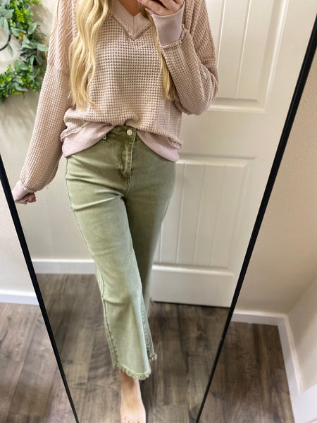 Acid Wash Straight Leg Raw Hem Denim