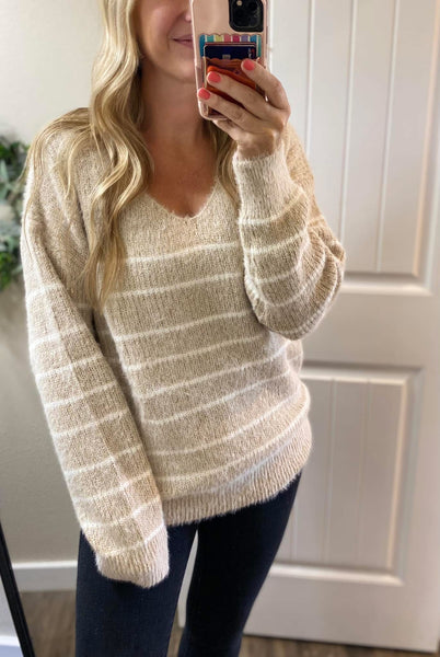 Green MM Cozy Stripe Sweater