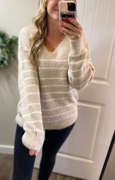 Green MM Cozy Stripe Sweater