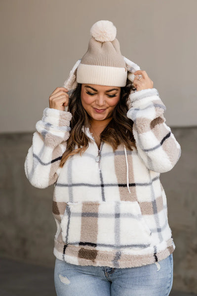 Ampersand Ave. Plaid Sherpa 1/2 Zip Pullover