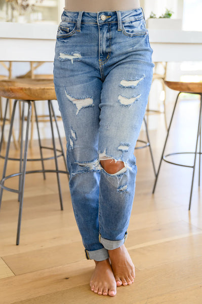 Judy Blue Hi-Waist Destroyed Boyfriend Jeans