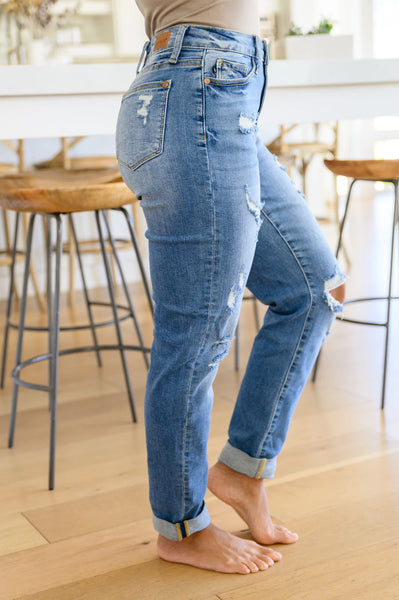 Judy Blue Hi-Waist Destroyed Boyfriend Jeans