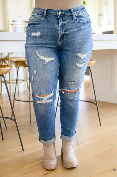 Judy Blue Hi-Waist Destroyed Boyfriend Jeans