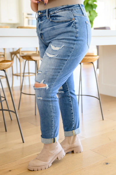 Judy Blue Hi-Waist Destroyed Boyfriend Jeans