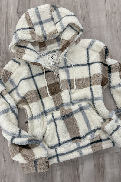 Ampersand Ave. Plaid Sherpa 1/2 Zip Pullover