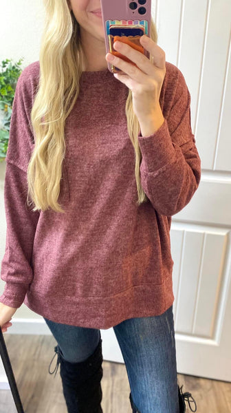 Brushed Mélange Drop Shoulder Sweater