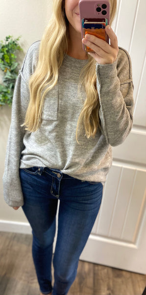 Melange Hi-Low Round Neck Sweater