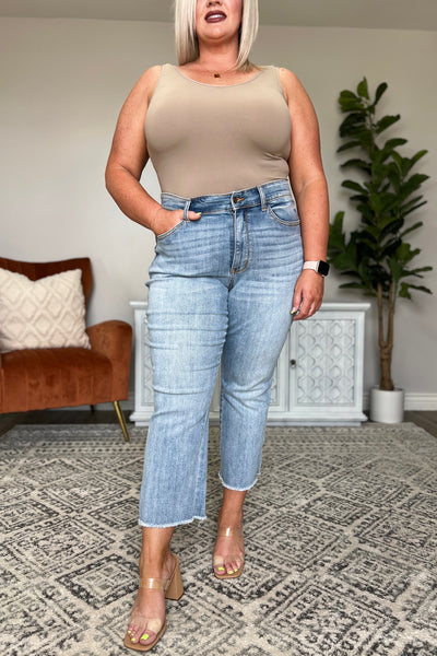 Judy Blue Mid Rise Straight Crop Jeans