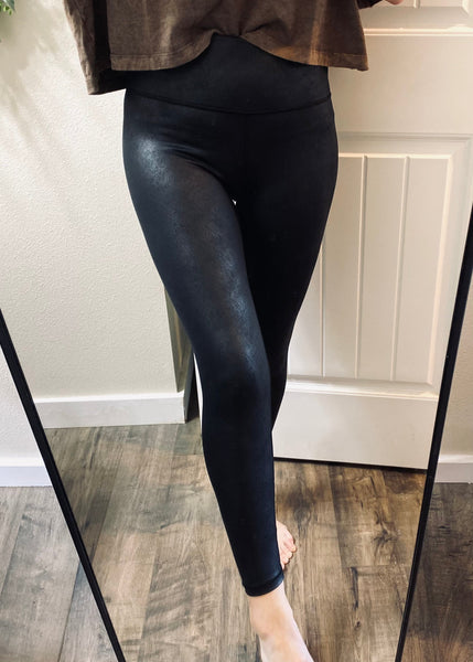 Foil High-Waisted Faux Leather Leggings