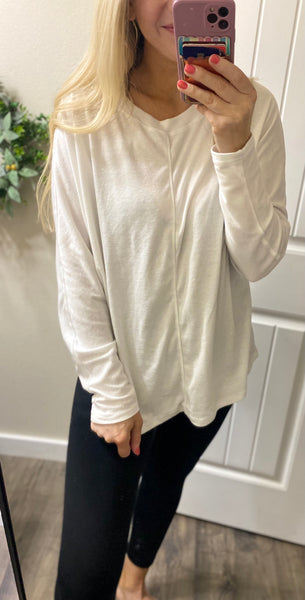 Oversized Dolman Seam Long Sleeve