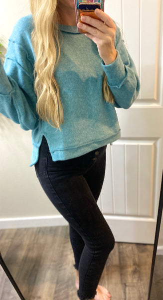 Brushed Melange Hacci Crop Sweater