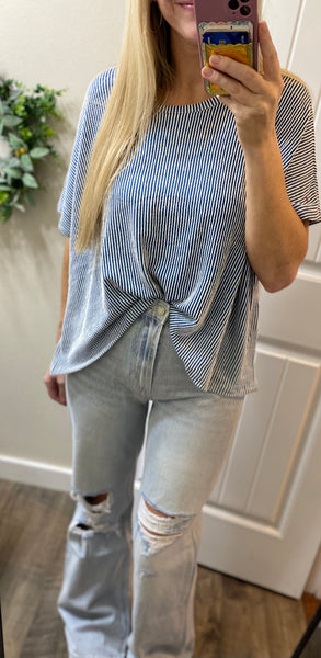 Ribbed Stripe Dolman Sleeve Top