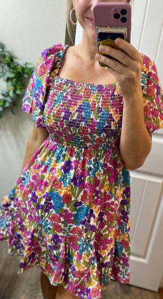 Bright Blooms Floral Dress