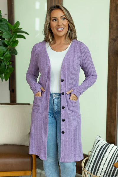 Ribbed Pocket Long Cardigan