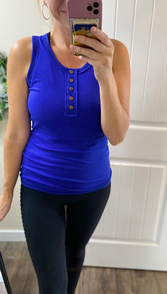 Fitted Button Henley Tank 2