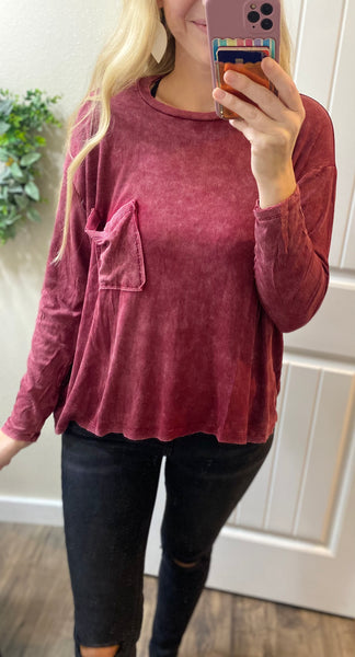 Ribbed Pocket Dolman Sleeve Top