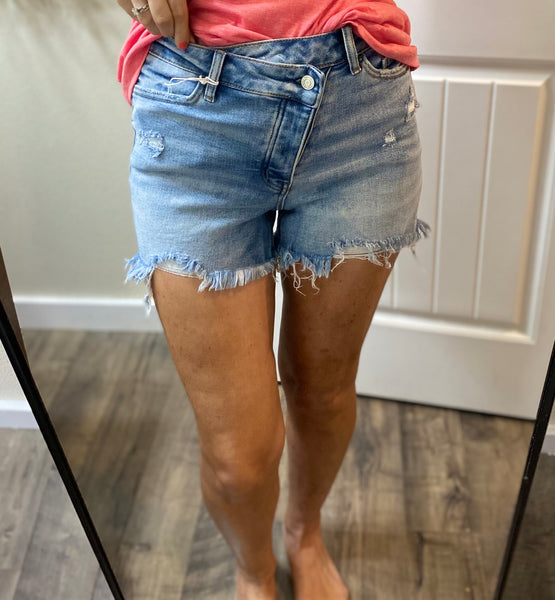 Loveret Raw Hem Distressed Shorts