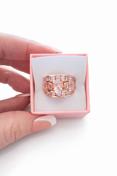 Victoria Marquise Cut Stacked Ring-Champagne Gold