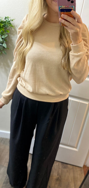 Elastic Pleated Wide Leg Pants