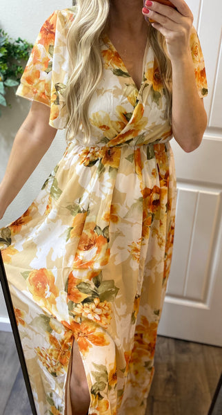 Tie Back Spring Floral Maxi Dress