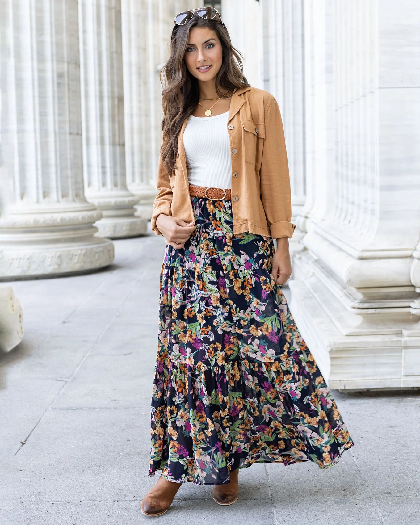 Fall Floral Maxi Skirt