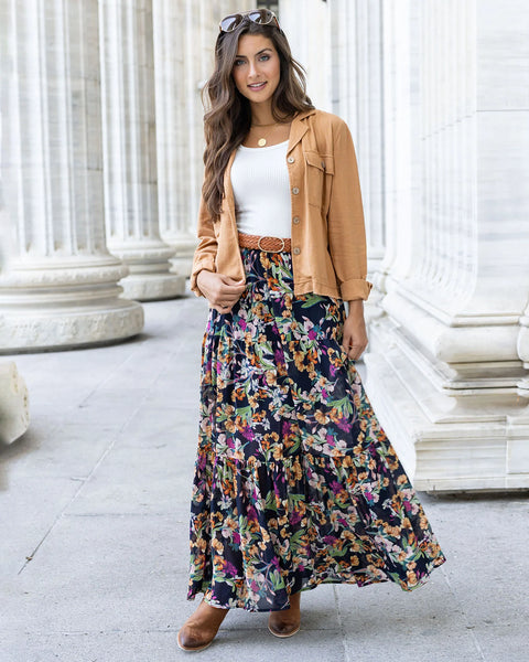 Fall Floral Maxi Skirt