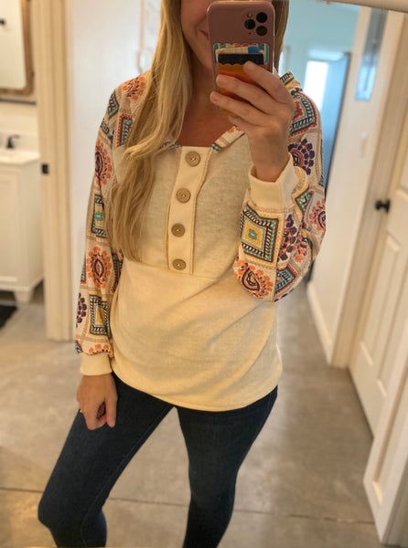Boho Waffle Knit Hoodie