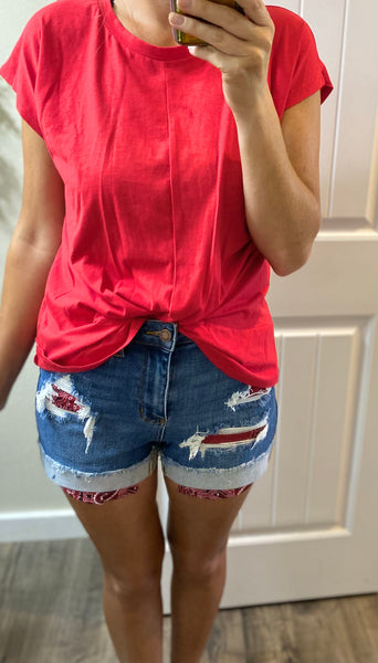 Red Twist Front Top