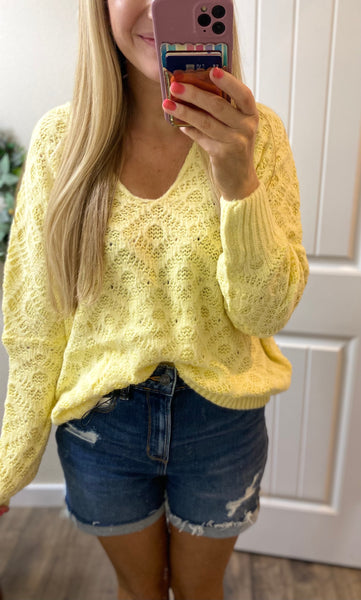 Yellow V-Neck Soft On/Off Shoulder Sweater