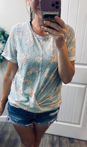 Subtle Floral Twist Front Top