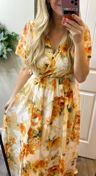 Tie Back Spring Floral Maxi Dress