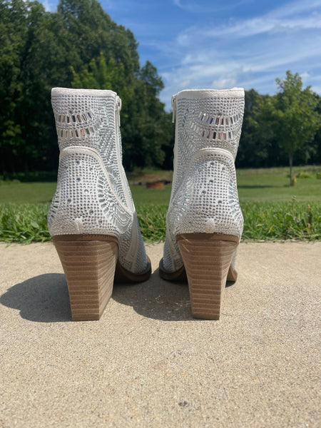 Very G "Maze" White Silver Bootie-Shoes-Sunshine and Wine Boutique