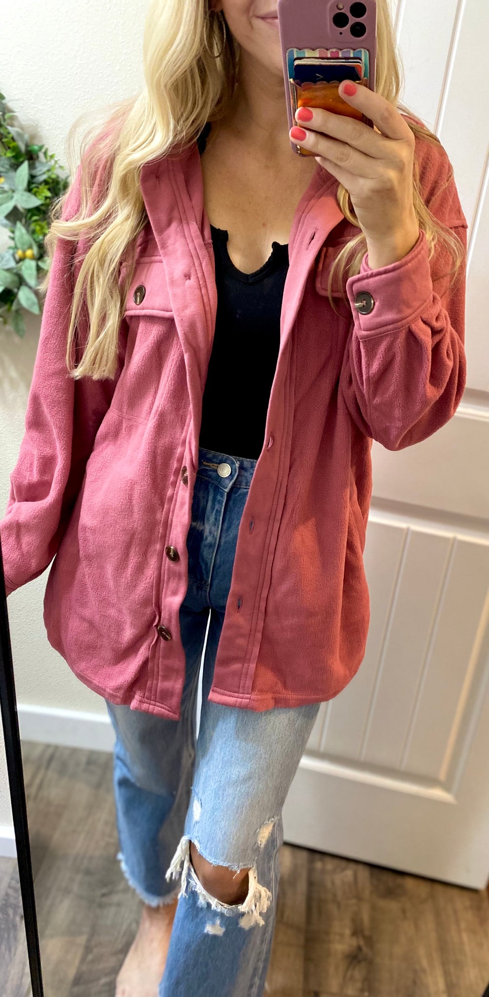 Pink Fleece Shacket