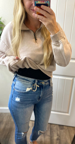 Ash Mocha 1/4 Zip Fleece Pullover