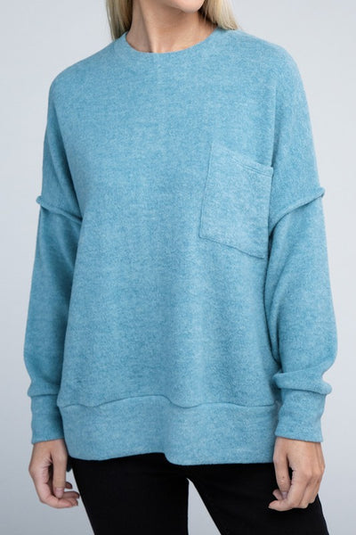 Brushed Melange Drop Shoulder Sweater