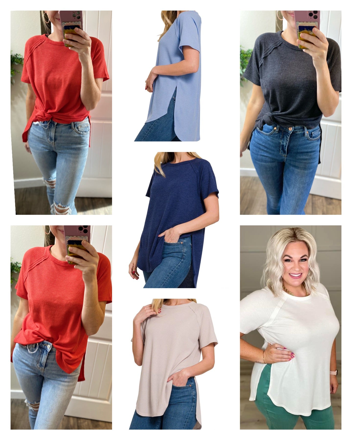 Melage Waffle Side Slit Top