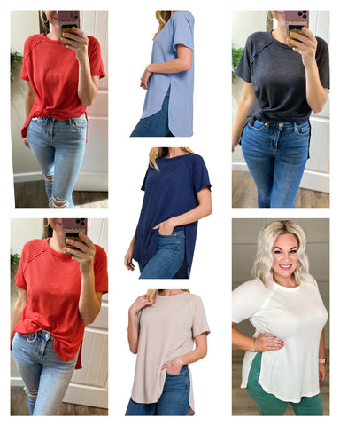 Melage Waffle Side Slit Top