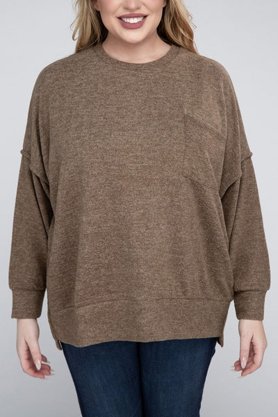 Brushed Melange Drop Shoulder Sweater