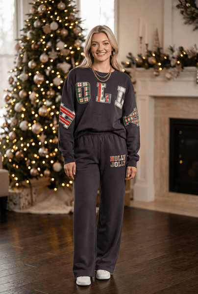 Holly Jolly Patch Charcoal Sweatshirt