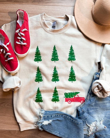 Red Truck Tree Sweatshirt
