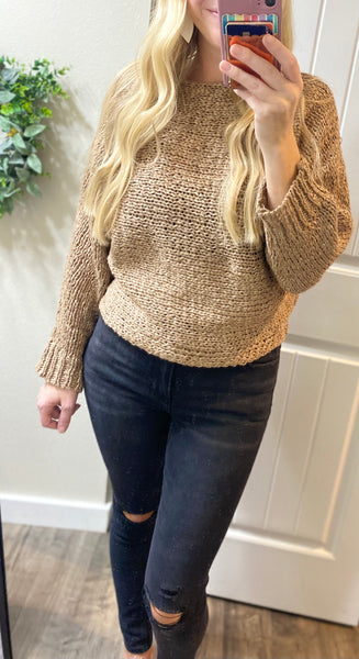 Mocha Knit On/Off Shoulder Sweater