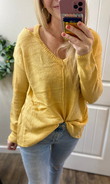 Knit Cut Out Shoulder V-neck Sweater