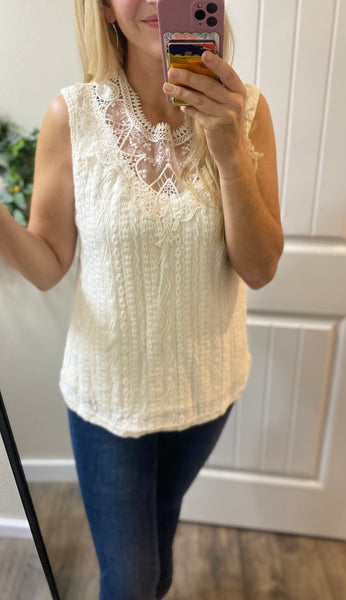 Lace Eyelet Sleeveless Top