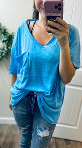 Sky Blue Oversized Pocket Tee