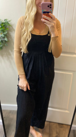 Black Wide Leg Overalls