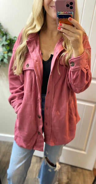 Pink Fleece Shacket