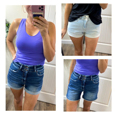 Double Button Cuffed Shorts