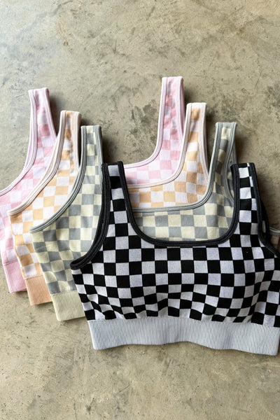 Preorder Blakeley Checker Bra & Biker Short Sets